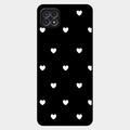 Heart Pattern Black Glass Case Cover For Samsung Galaxy F42 5G