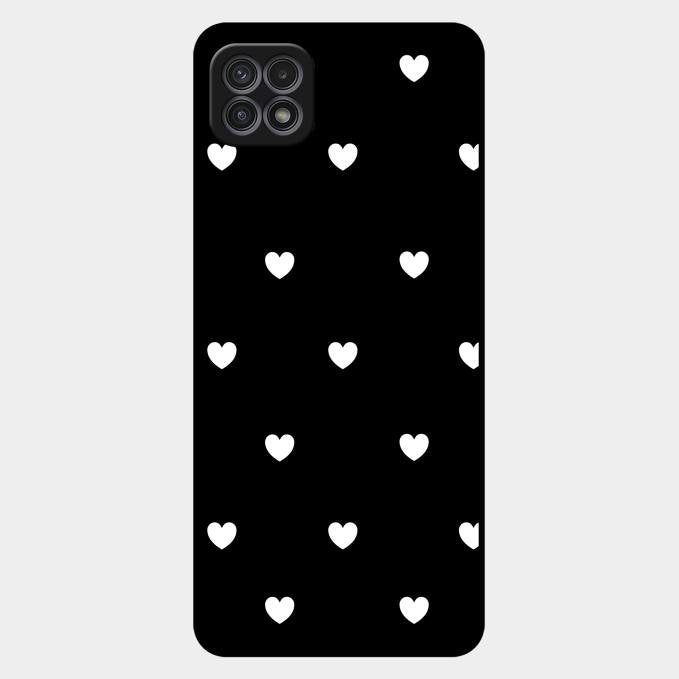 Heart Pattern Black Glass Case Cover For Samsung Galaxy F42 5G