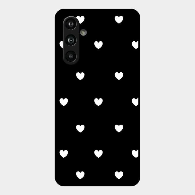Heart Pattern Black Glass Case Cover For Samsung Galaxy F54 5G