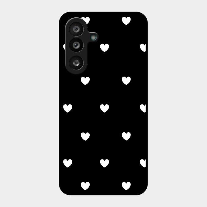Heart Pattern Black Glass Case Cover For Samsung Galaxy F55 5G