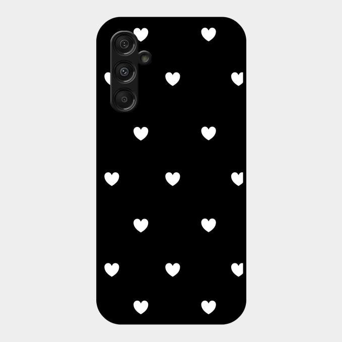Heart Pattern Black Glass Case Cover For Samsung Galaxy M34 5G