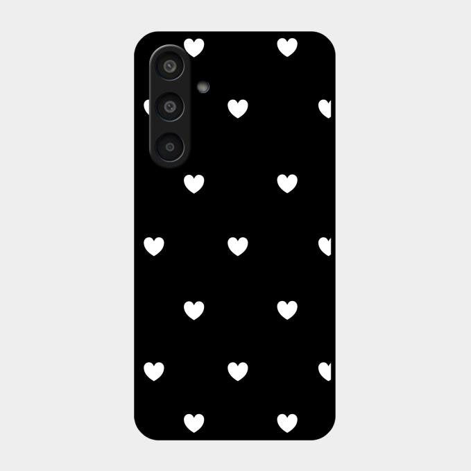 Heart Pattern Black Glass Case Cover For Samsung Galaxy M35 5G