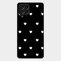 Heart Pattern Black Glass Case Cover For Samsung Galaxy M53 5G