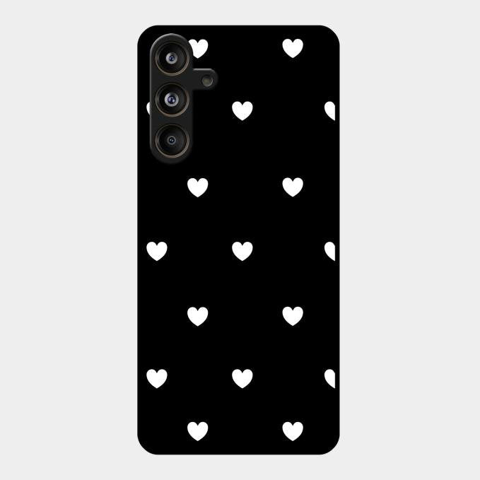 Heart Pattern Black Glass Case Cover For Samsung Galaxy M55 5G