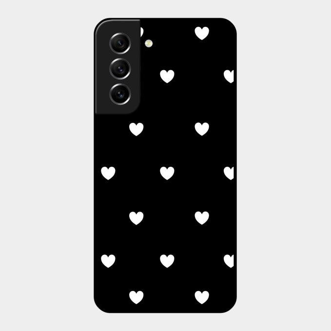 Heart Pattern Black Glass Case Cover For Samsung Galaxy S21 Fe 5G