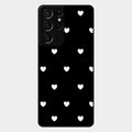 Heart Pattern Black Glass Case Cover For Samsung Galaxy S21 Ultra