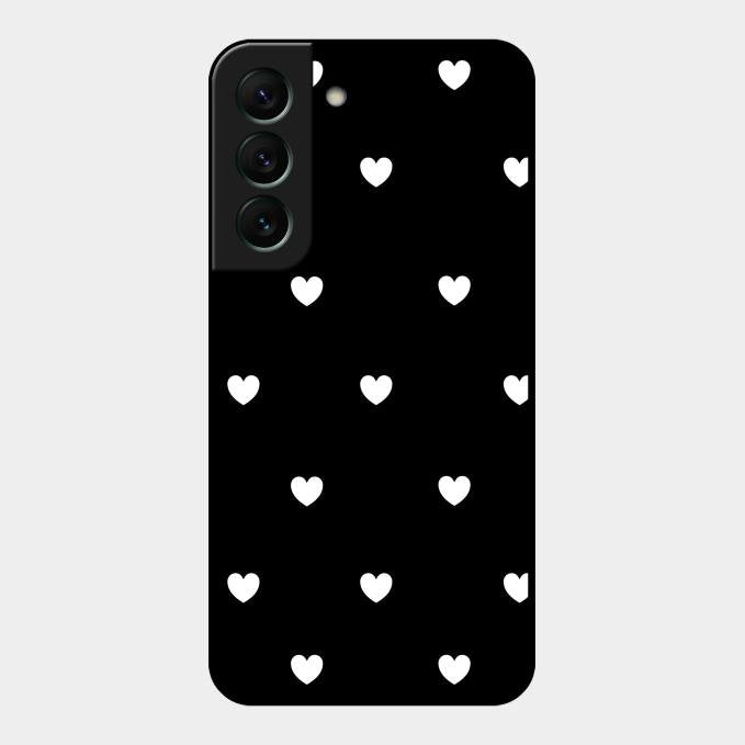 Heart Pattern Black Glass Case Cover For Samsung Galaxy S22 5G