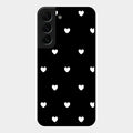 Heart Pattern Black Glass Case Cover For Samsung Galaxy S22 Plus 5G