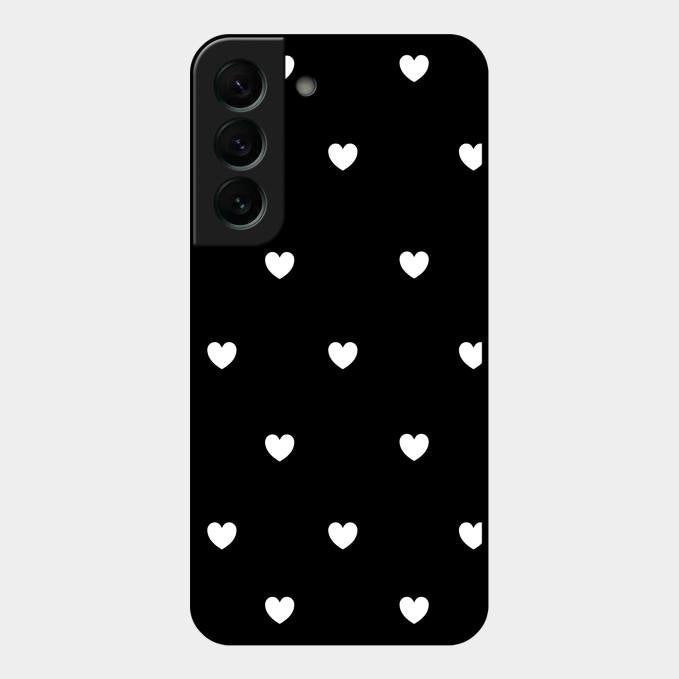 Heart Pattern Black Glass Case Cover For Samsung Galaxy S22 Plus 5G