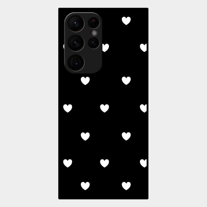 Heart Pattern Black Glass Case Cover For Samsung Galaxy S22 Ultra 5G