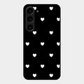 Heart Pattern Black Glass Case Cover For Samsung Galaxy S23 5G