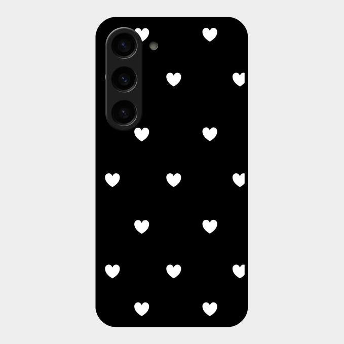 Heart Pattern Black Glass Case Cover For Samsung Galaxy S23 5G