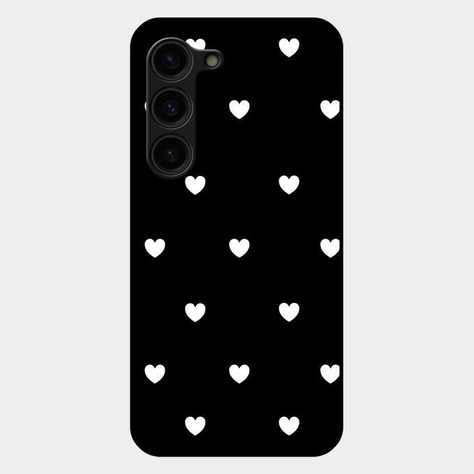 Heart Pattern Black Glass Case Cover For Samsung Galaxy S23 Plus 5G
