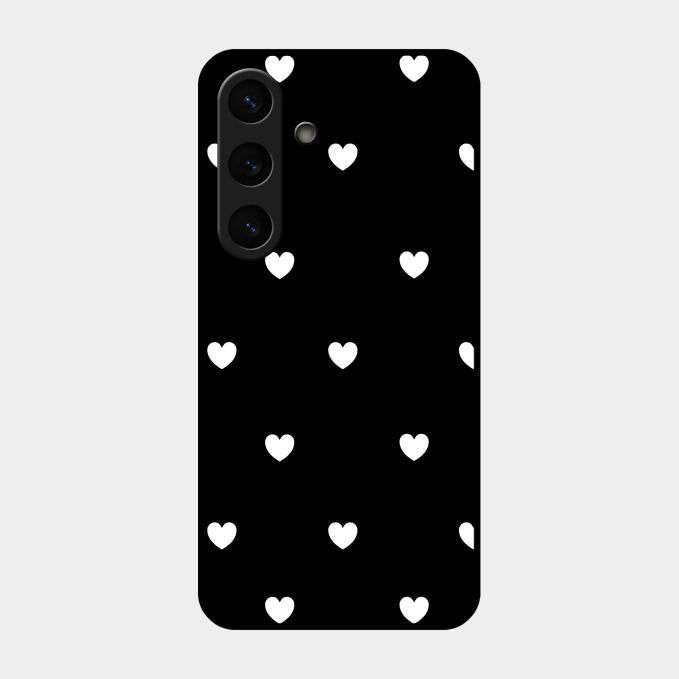 Heart Pattern Black Glass Case Cover For Samsung Galaxy S24 Fe 5G