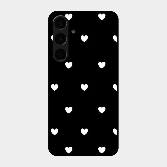 Heart Pattern Black Glass Case Cover For Samsung Galaxy S24 Plus 5G