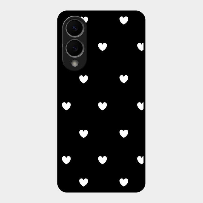 Heart Pattern Black Glass Case Cover For Samsung Galaxy S25 Edge 5G