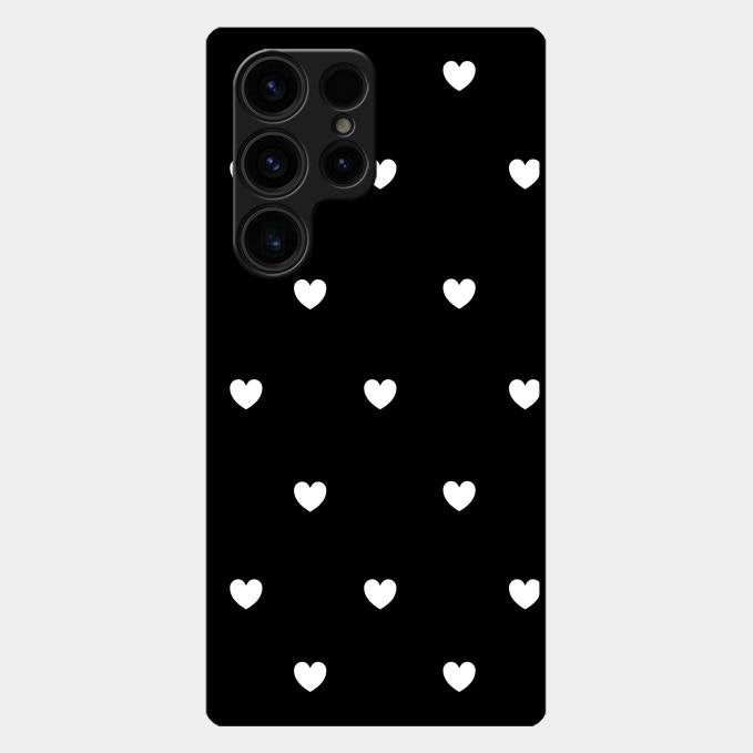 Heart Pattern Black Glass Case Cover For Samsung Galaxy S25 Ultra 5G