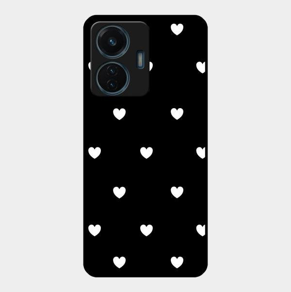 Heart Pattern Black Glass Case Cover For Vivo - ShopOnCliQ