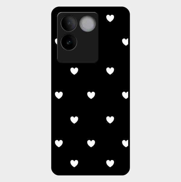 Heart Pattern Black Glass Case Cover For Vivo T2 Pro 5G