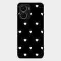 Heart Pattern Black Glass Case Cover For Vivo T2X 5G