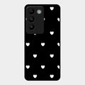 Heart Pattern Black Glass Case Cover For Vivo T3 5G