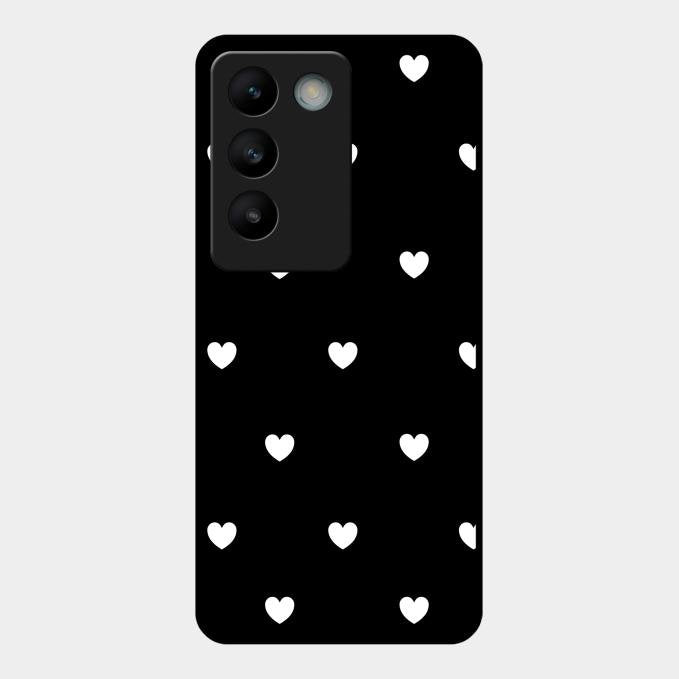 Heart Pattern Black Glass Case Cover For Vivo T3 5G