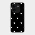 Heart Pattern Black Glass Case Cover For Vivo T3 Pro 5G