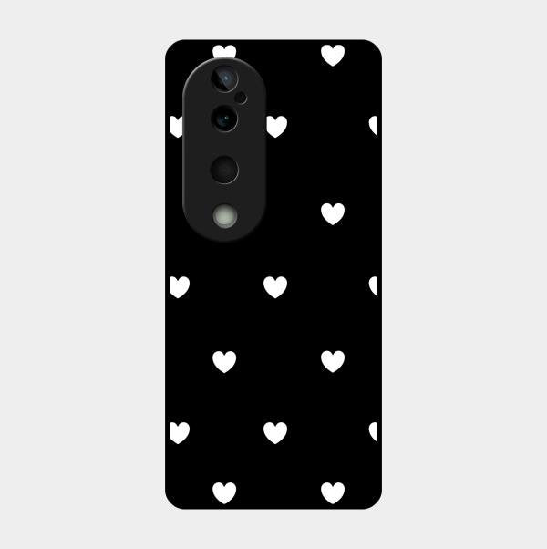 Heart Pattern Black Glass Case Cover For Vivo T3 Ultra