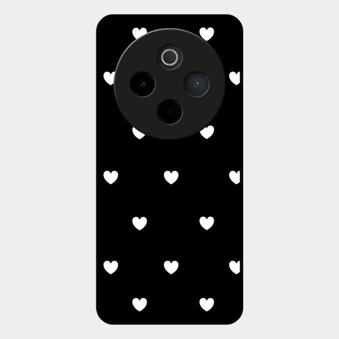Heart Pattern Black Glass Case Cover For Vivo T4 5G