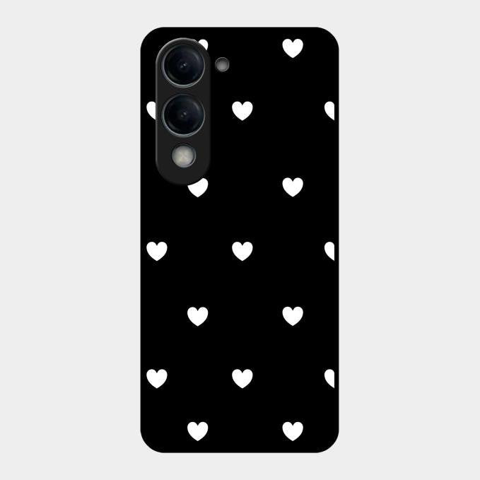 Heart Pattern Black Glass Case Cover For Vivo T4 Lite 5G