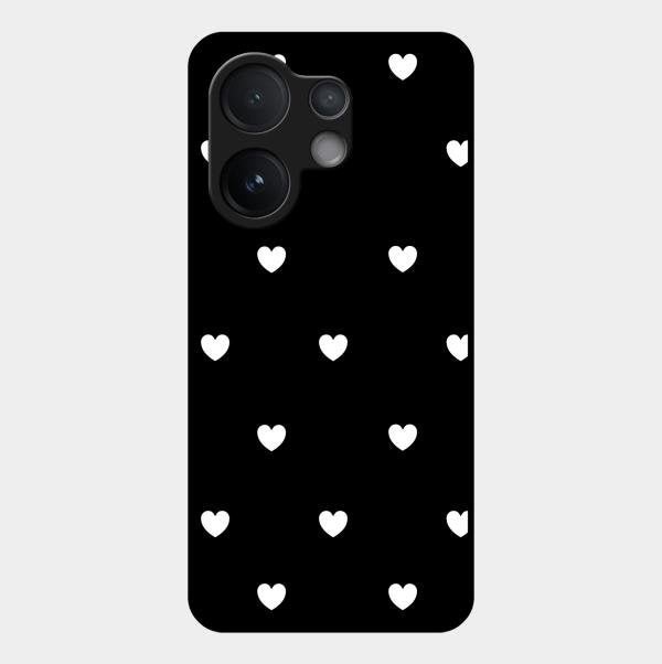 Heart Pattern Black Glass Case Cover For Vivo T4 Pro 5G