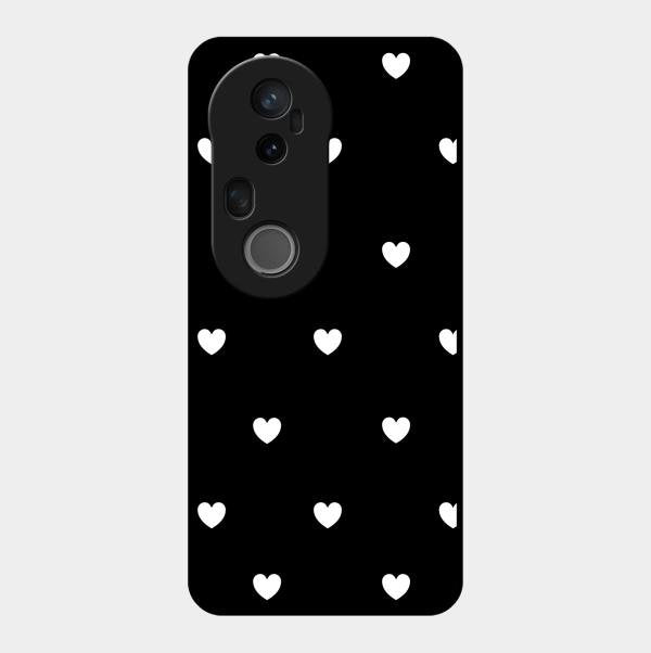 Heart Pattern Black Glass Case Cover For Vivo T4 Ultra 5G