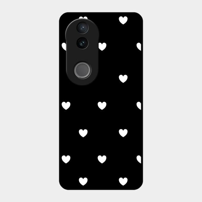 Heart Pattern Black Glass Case Cover For Vivo T4R 5G