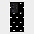 Heart Pattern Black Glass Case Cover For Vivo T4X 5G