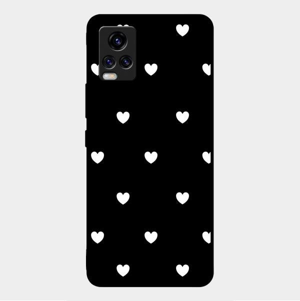 Heart Pattern Black Glass Case Cover For Vivo V20 Pro 5G