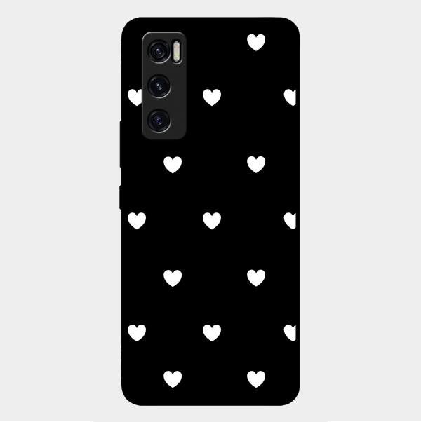 Heart Pattern Black Glass Case Cover For Vivo V20 Se