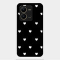Heart Pattern Black Glass Case Cover For Vivo V25 5G