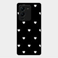 Heart Pattern Black Glass Case Cover For Vivo V25 Pro 5G