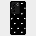 Heart Pattern Black Glass Case Cover For Vivo V27 5G