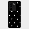 Heart Pattern Black Glass Case Cover For Vivo V27 Pro 5G