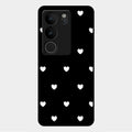 Heart Pattern Black Glass Case Cover For Vivo V29 Pro 5G