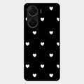Heart Pattern Black Glass Case Cover For Vivo V29E 5G