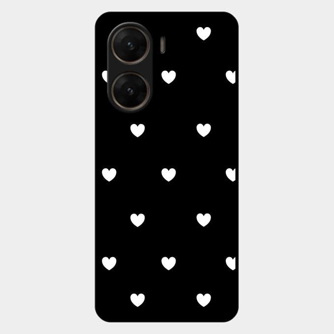 Heart Pattern Black Glass Case Cover For Vivo V29E 5G