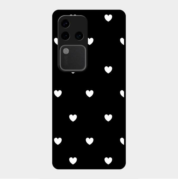 Heart Pattern Black Glass Case Cover For Vivo V30 Pro 5G