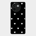 Heart Pattern Black Glass Case Cover For Vivo V30E 5G