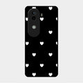 Heart Pattern Black Glass Case Cover For Vivo V40E 5G