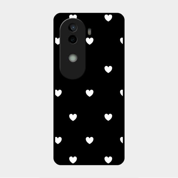 Heart Pattern Black Glass Case Cover For Vivo V40E 5G