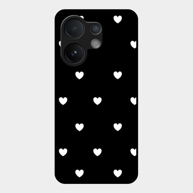 Heart Pattern Black Glass Case Cover For Vivo V60 5G