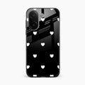 Heart Pattern Black Glass Case Cover For Vivo V60e 5G