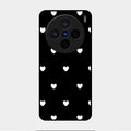 Heart Pattern Black Glass Case Cover For Vivo X200 5G